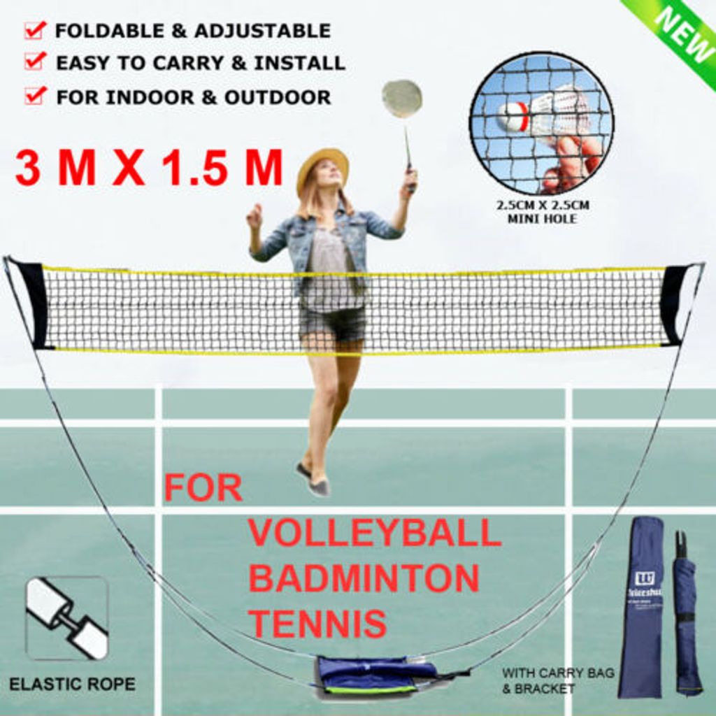 QISE Tragbares Badmintonnetz mit St/änder-Tragetasche Hinterh/öfe Keine Werkzeuge oder Pf/ähle erfor Einfache Einrichtung f/ür Au/ßen- // Innenpl/ätze zusammenklappbarem Volleyball-Tennis-Badmintonnetz