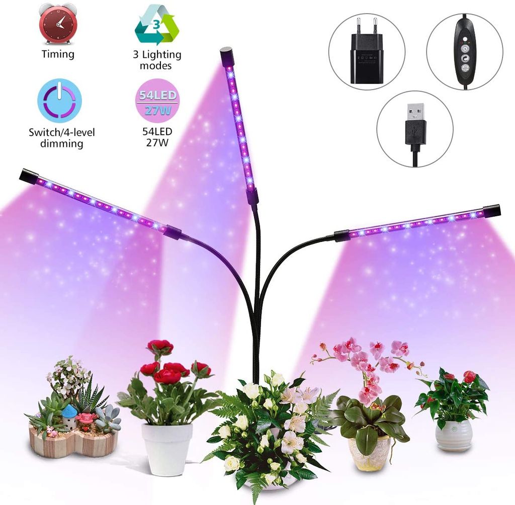 27W LED Pflanzenlampe Dimmbare Vollspektrum Pflanzenlicht Pflanzenleuchte Lampe