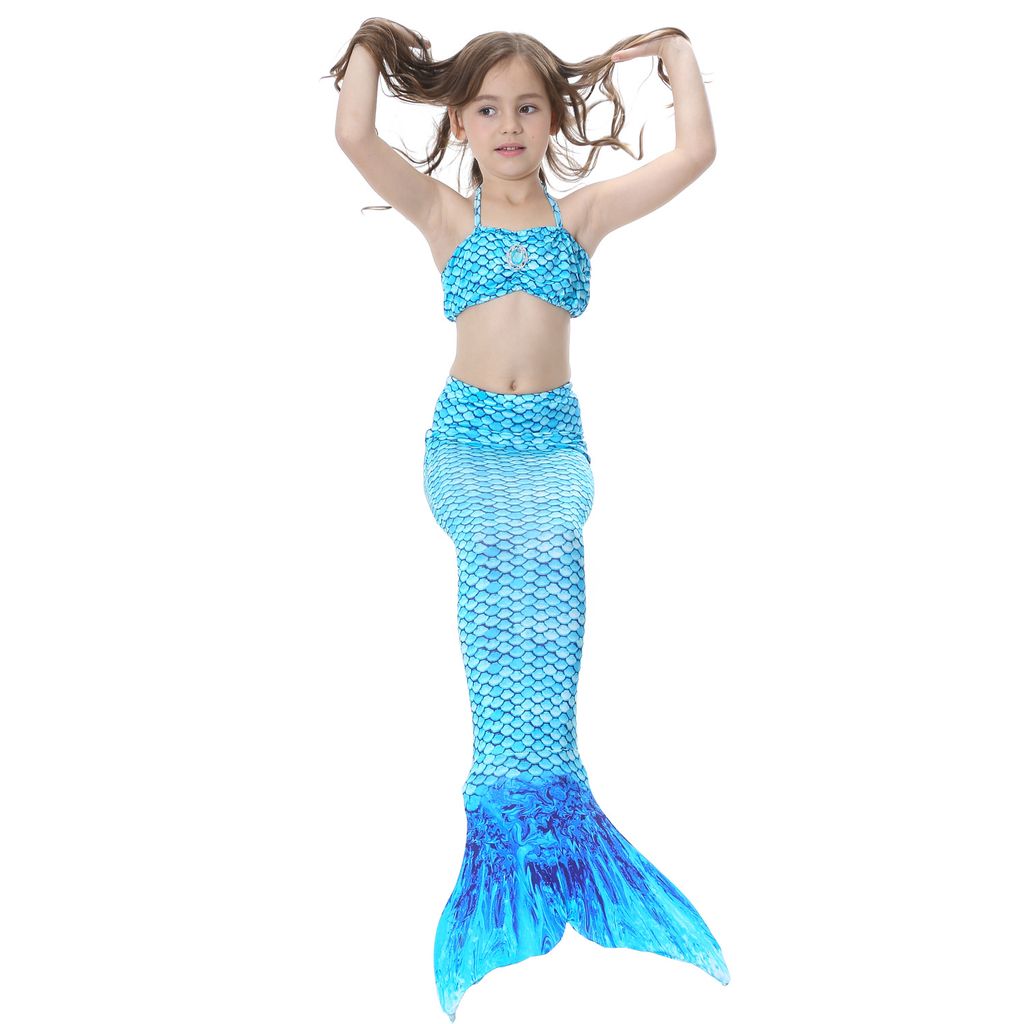 Kinder Mädchen Bademode Badeanzug Bikini Set Schwanzflosse Meerjungfrau Kostüm D