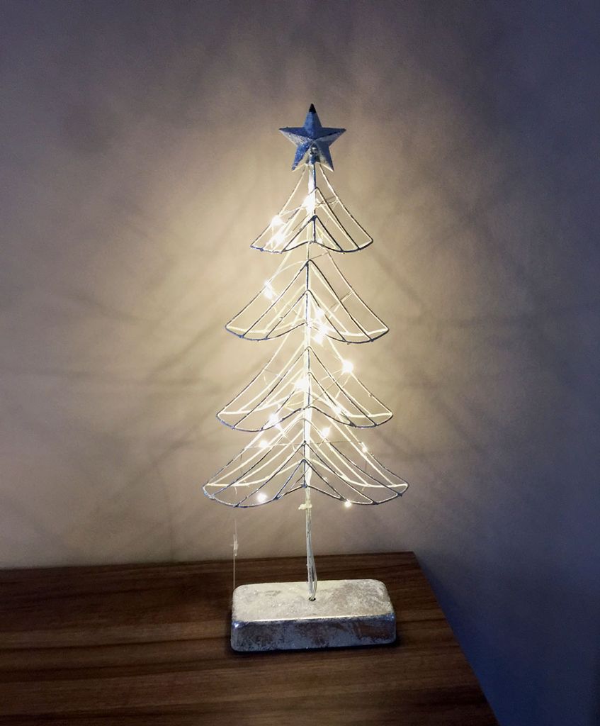 30cm Batteriebetrieb Weißer LED Tannenbaum mit Schnee Weihnachtsdeko 10 LED H