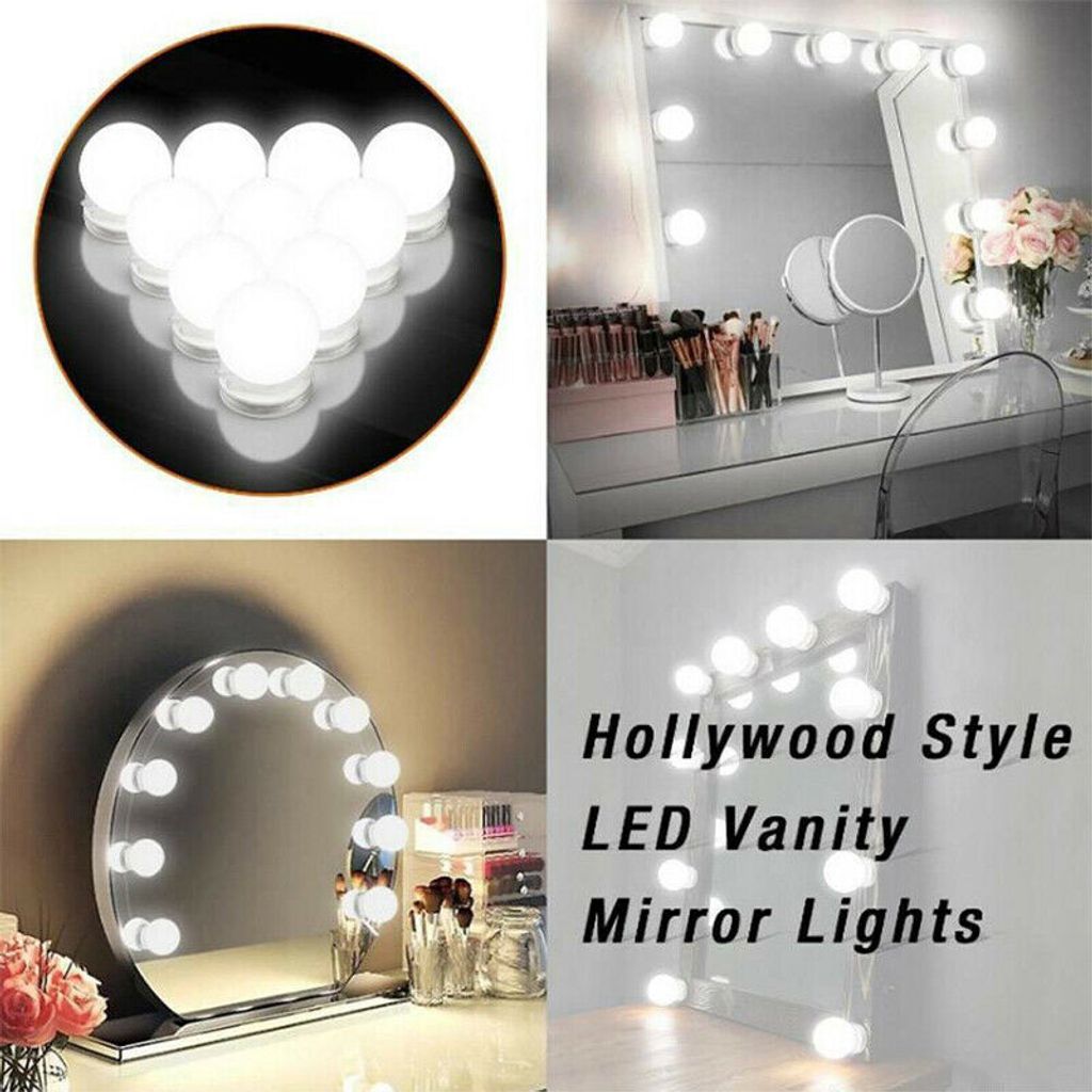 Hollywood 10 LEDs Spiegelleuchte Schminklicht Schminktisch USB Spiegellampe