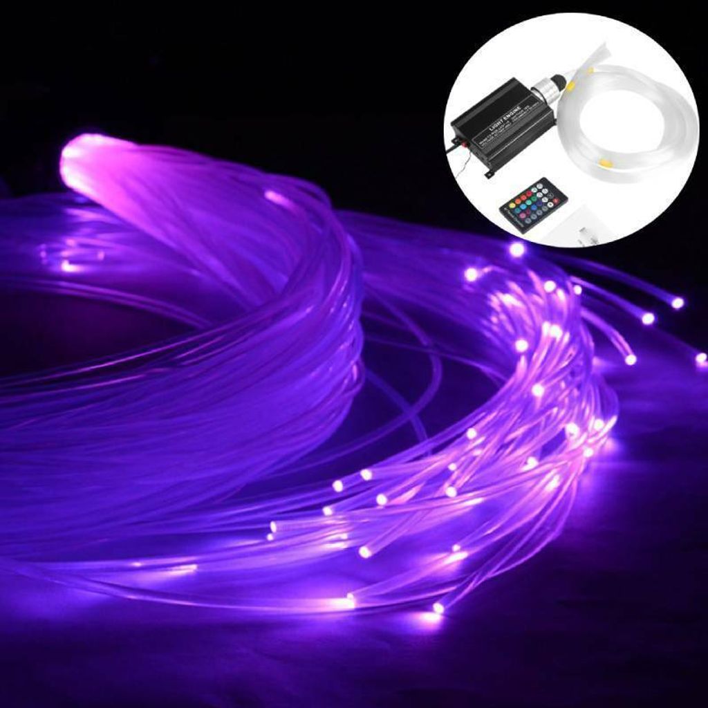 LED RGB Lichtfaser Sternenhimmel Glasfaser Kabel 150 Stück Lichtpunkte