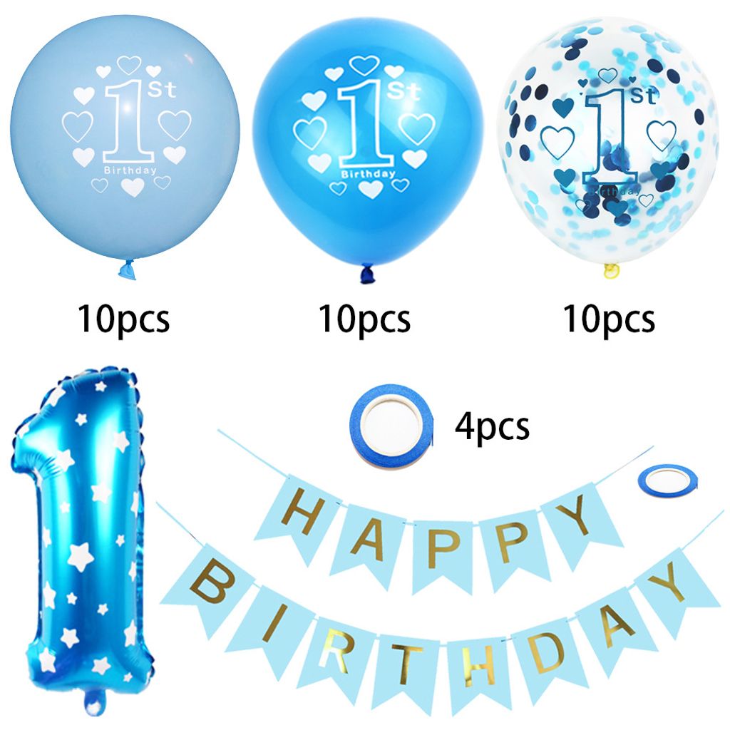 1st Happy Birthday Boy erster Geburtstag Baby Jungs Luftballons Set Deko Party