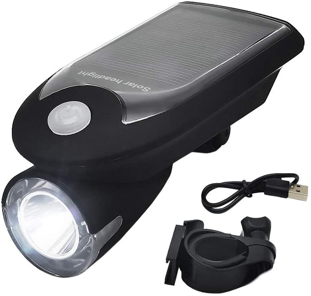 LED Solar Fahrradbeleuchtung Scheinwerfer Fahrrad Lampe Rücklicht USB Aufladbar