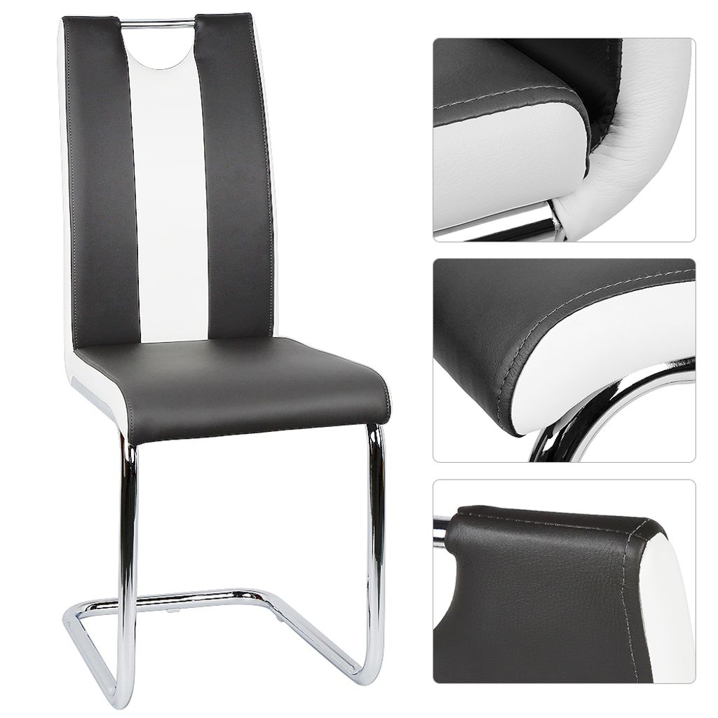 ® 2x Stühle Freischwinger Grau 86x60cm Esszimmer Schwing Stuhl Büro en.casa