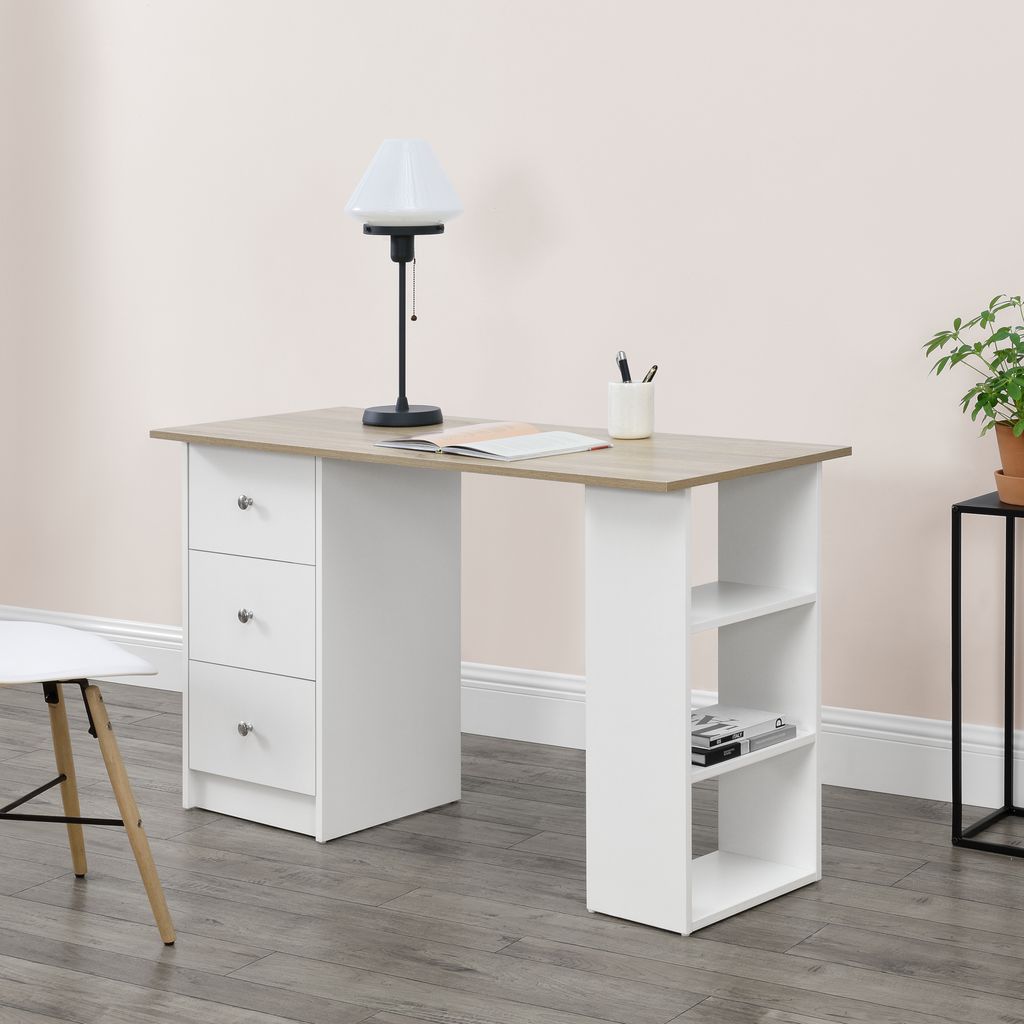 B-WARE Schreibtisch Regal Bürotisch Computertisch Arbeitstisch Tisch Eiche//Weiß