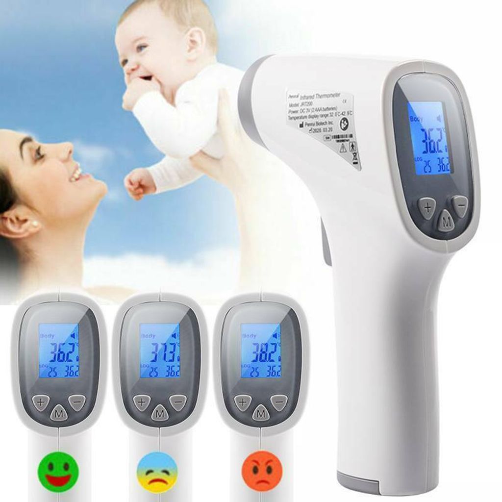 Digital LCD Infrarot Fieberthermometer Stirn und Ohr Kontaktlos Baby Erwachsene