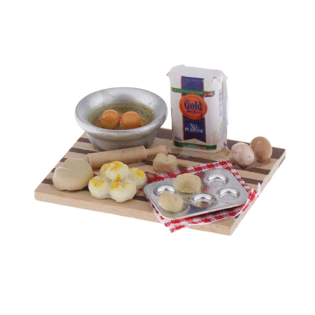 Kuchen Tablett Set 1/12 Puppenhaus Miniatur Lebensmittel Bäckerei Versorgung