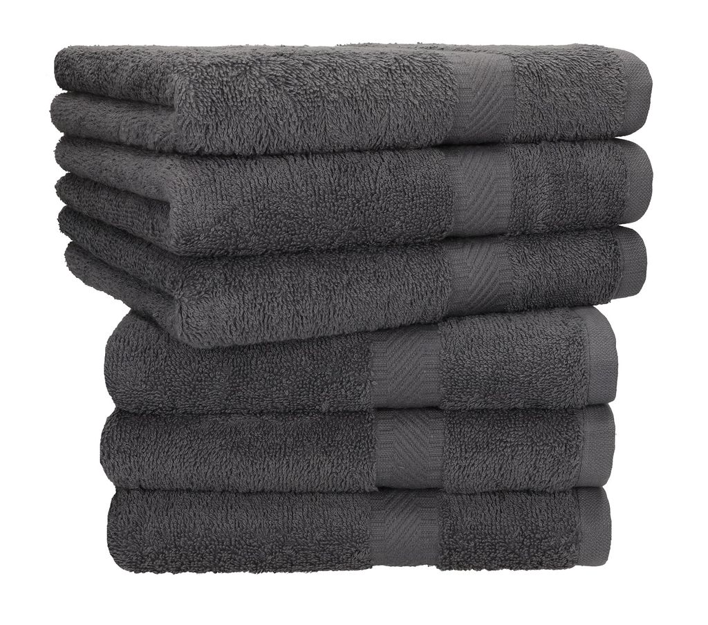 Betz 6 Stück Handtücher PALERMO 100% Baumwolle Handtuch-Set anthrazit und grün