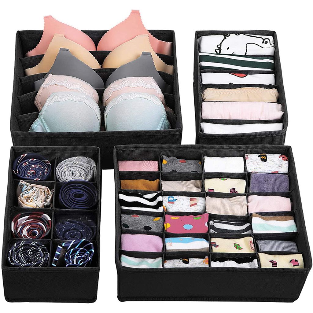 3 x Grau Aufbewahrungsbox für Unterwäsche Socken Bra Krawatten Organizer Box