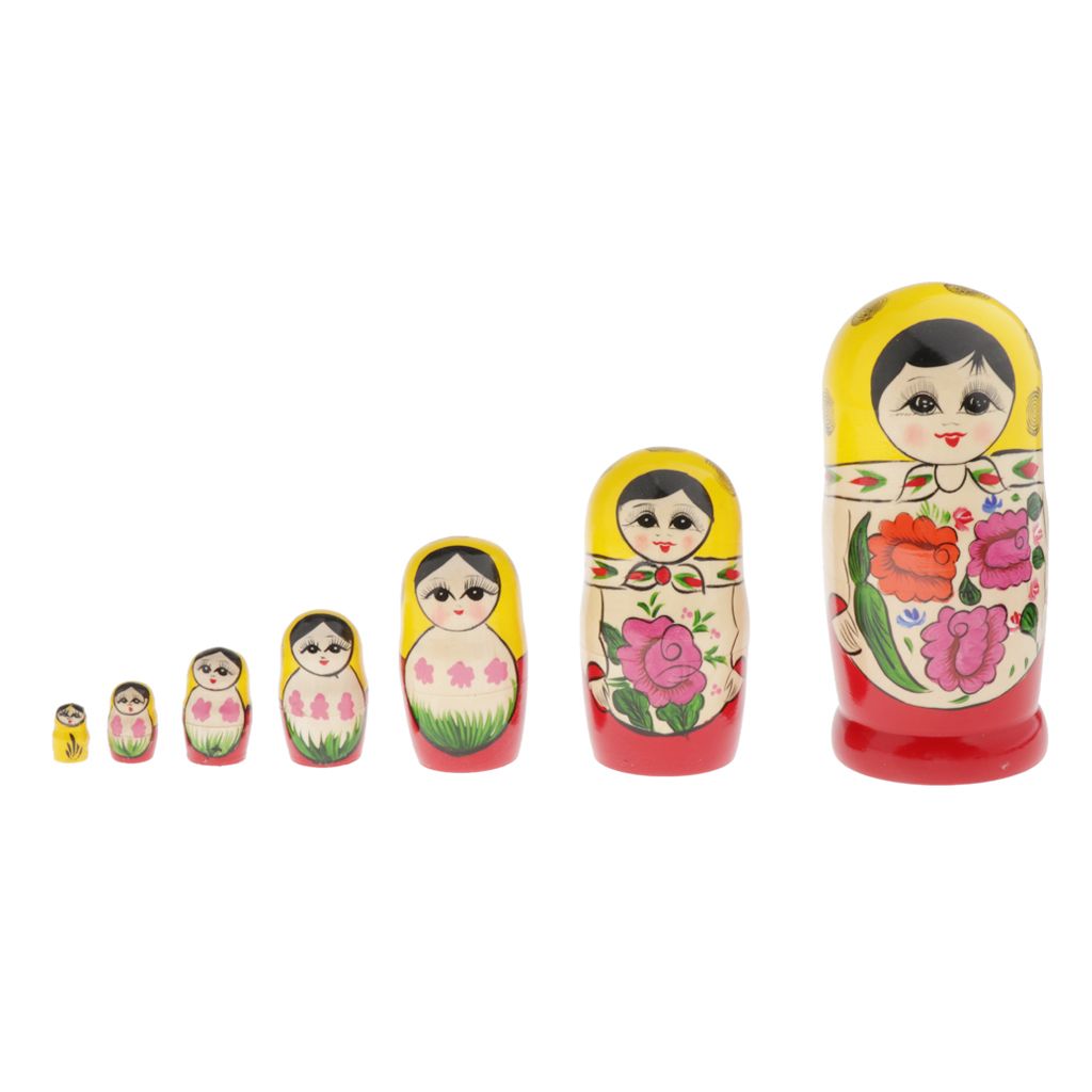7X Russische Matroschka Babuschka Matrjoschka Holz Puppe Baby Kinder Spiezeug #
