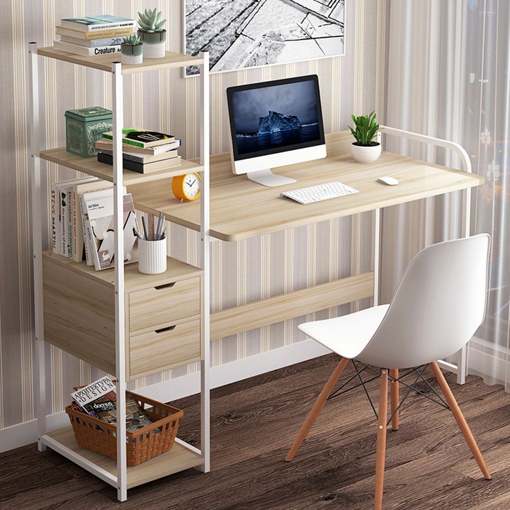 B-WARE Schreibtisch Regal Bürotisch Computertisch Arbeitstisch Tisch Eiche//Weiß