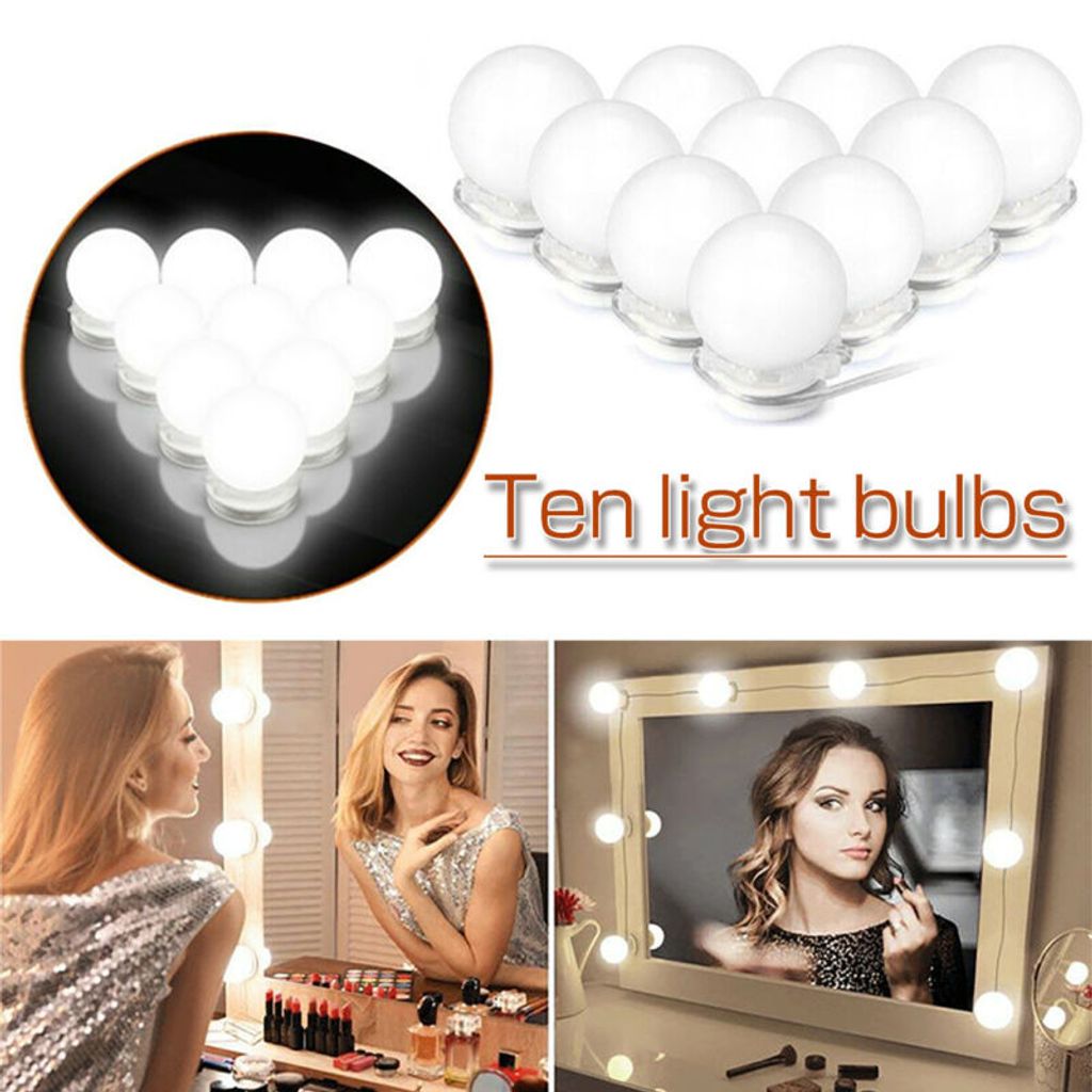 Hollywood 10 LEDs Spiegelleuchte Schminklicht Schminktisch USB Spiegellampe
