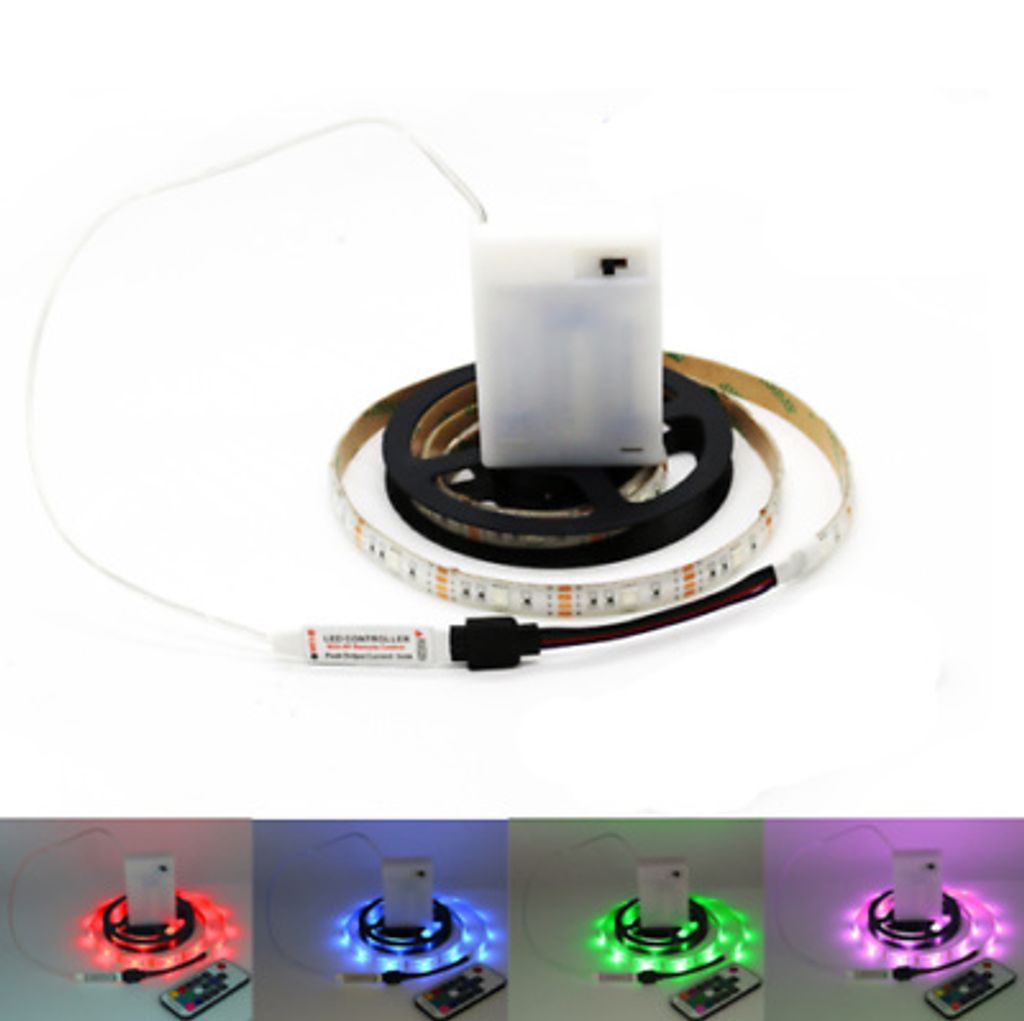 5050 RGB Batterie Betrieben Band LED Stripe Mehrfarbige Licht Band Wasserdicht