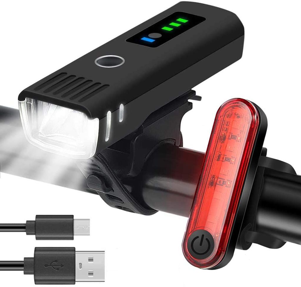 LED Fahrradlicht Set Fahrradbeleuchtung Scheinwerfer Rücklicht Wasserdicht USB