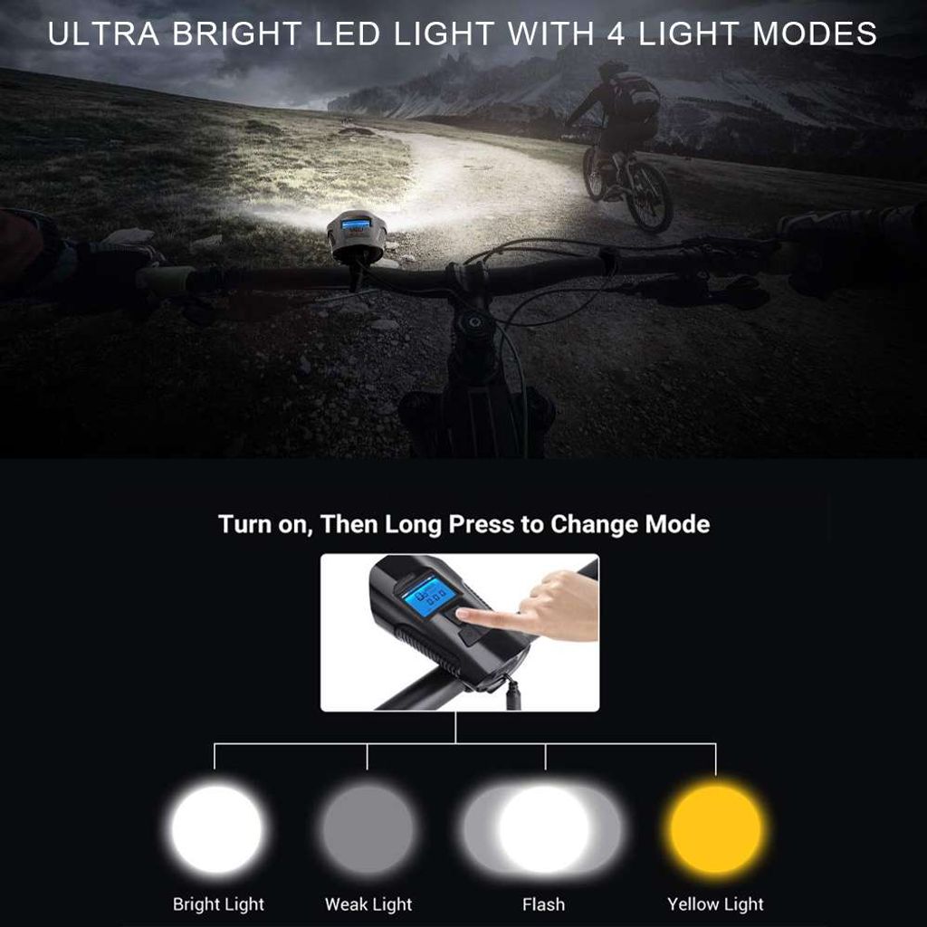 LED Fahrrad Helle Fahrradlampe Sicheres Fahren Taschenlampe Lampenset Von Bergsteigern Abnehmbar Fahrradlampe Au/ßenleuchte DNOQN Taschenlampe f/ür Mountainbike