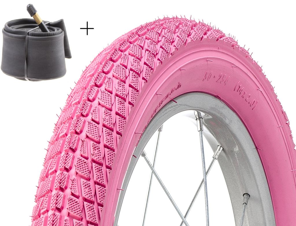 AMIGO Mantel Fahrrad Außenreifen Decke 14 x 2.00 14 Zoll Reifen Schlauch Pink