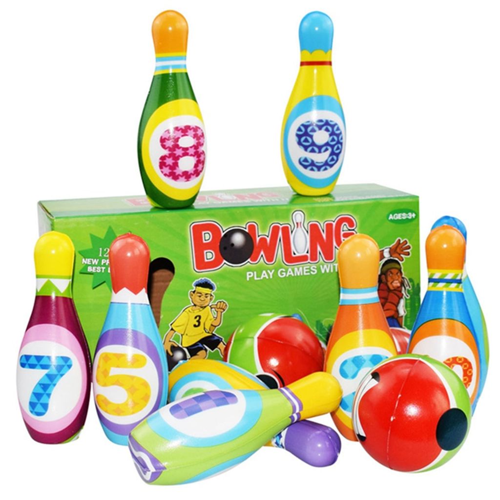 Kegelspiel Für Kinder Bowling Ball Set mit 10 Kegel und 2 Bälle NEU