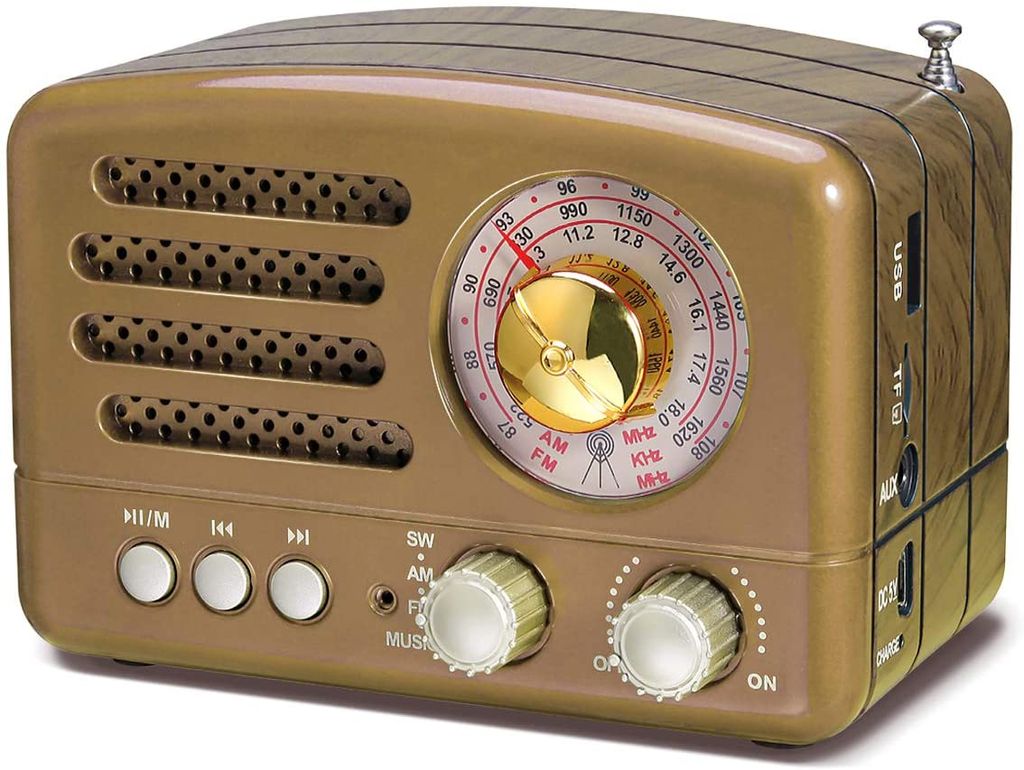 Vintage Wireless AM FM SW-Radio Wiederaufladbarer Akku MP3-Player USB /...