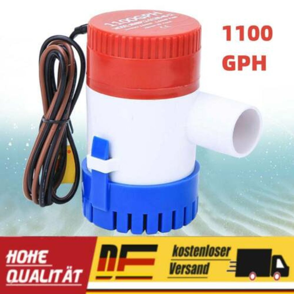 1// 2x Elektrische Bilgenpumpe Bilgepumpe Lenzpumpe Wasserpumpe Pumpe 1100GPH DHL