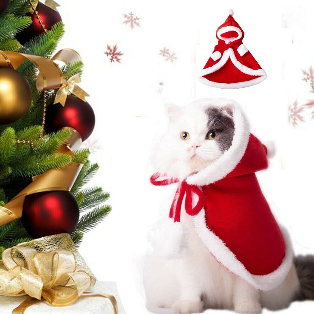 Demiawaking Haustier Katze Hunde Weihnacht Weihnachtsmann Kost/üm Hut Bart warme Winter Hut Kappe