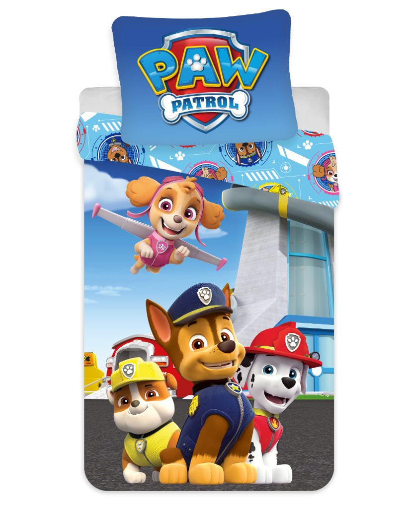 BrandMac ApS PAW Patrol Mighty Pups Kinder-Bettw/äsche-Set 135x200 80x80 Baumwolle Chase Skye