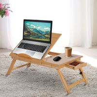 Bambus Laptoptisch Notebooktisch Bett Tisch Tablett Ständer Höhenverstellbar BU