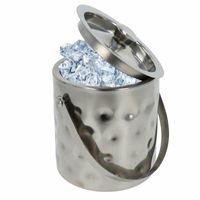 Eiskühler Eiseimer Silber mit Deckel Eiswürfelbehälter Edelstahl 1.3 Liter