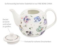 Buchensee Teekanne Kaffeekanne 1,5l aus Fine Bone China Rautendekor