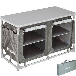 Camping Schrank klappbar mit 3 Ebenen Falltbar Campingmöbel Reise-Küche Regal