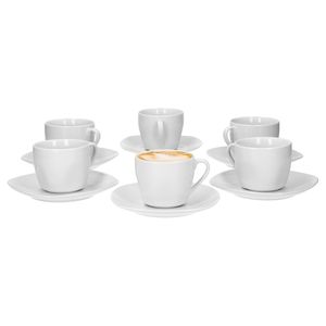 TASSEN 2er SET Porzellan Kaffeetassen Teetassen mit Untertassen Weiß 250 ml