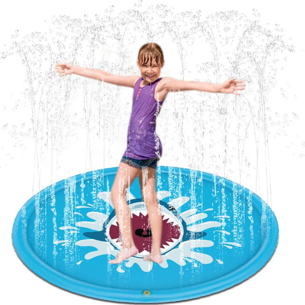 Blau Splash Pad Sprinkler Play Matte Wasserspielmatte Kindertag PoolPad 170cm DE