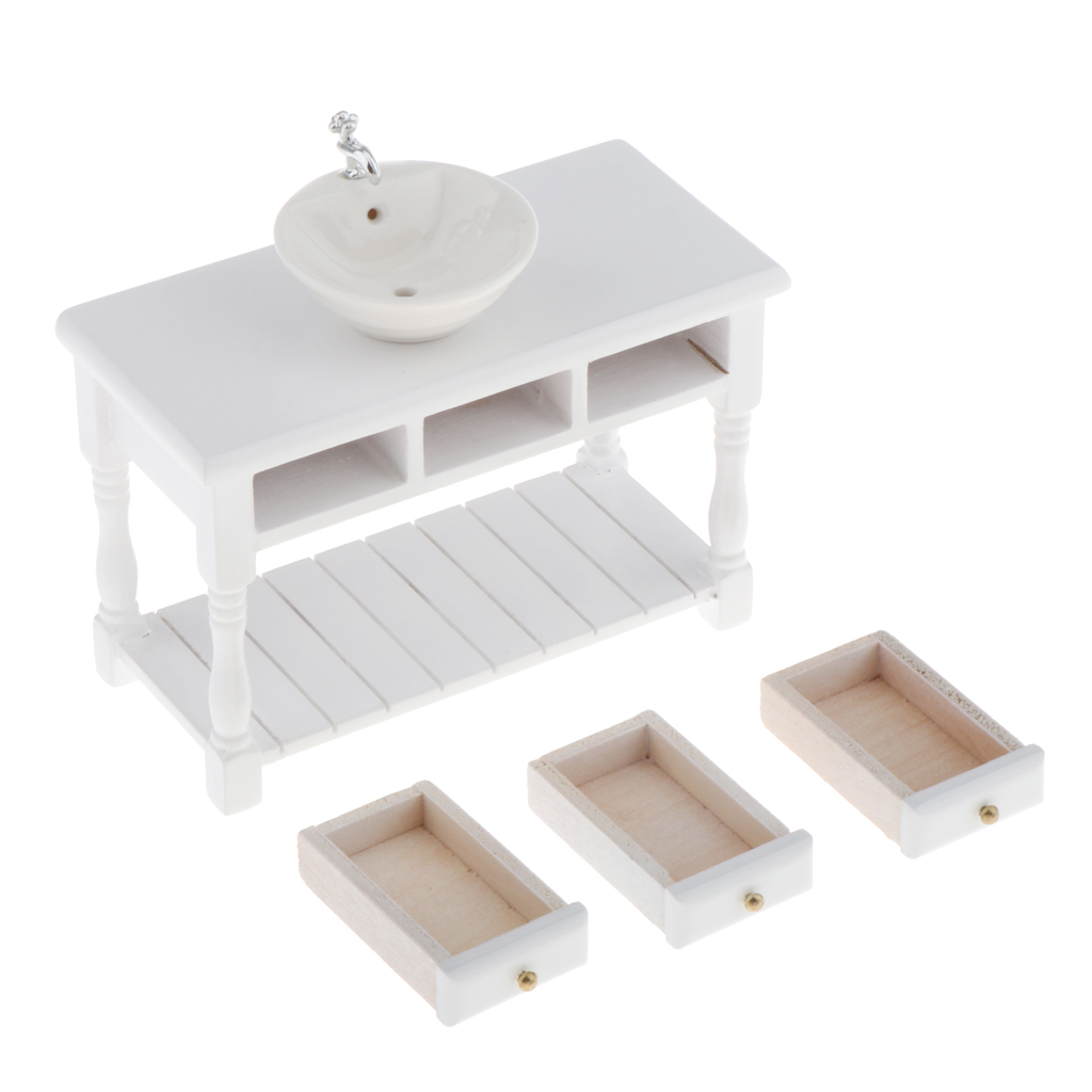 Puppenhaus Miniatur 1:48 Maßstab Kunststoff Badezimmer Möbel Set Garnitur