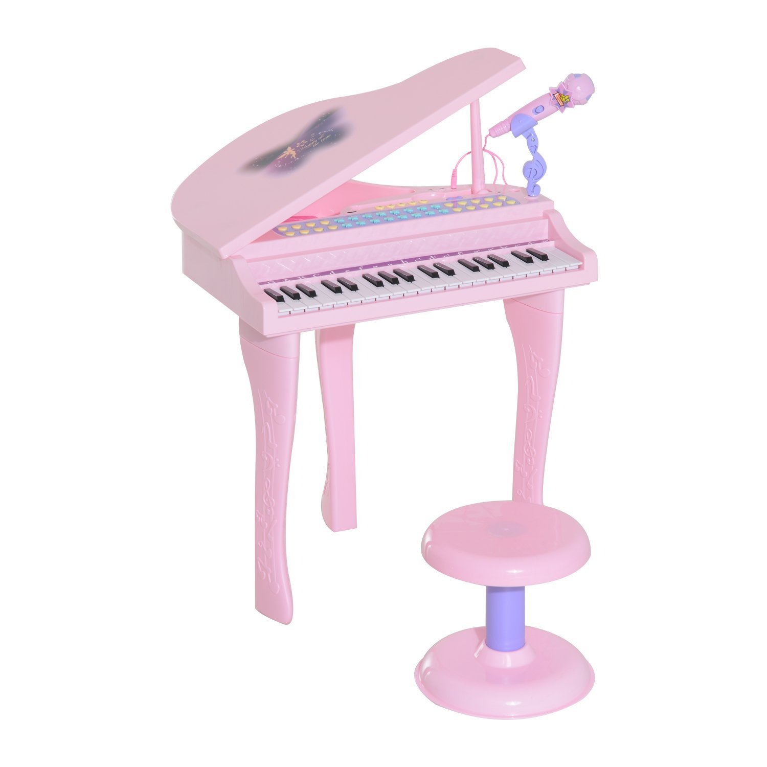 Notenpult ABS Rot 39,5 x 23,5 x 38,5 cm HOMCOM Kinder Elektronisches Klavier Mini-Klavier 25 Tasten Kinderpiano Keyboard f/ür 3-6 Jahre Musikinstrument inkl
