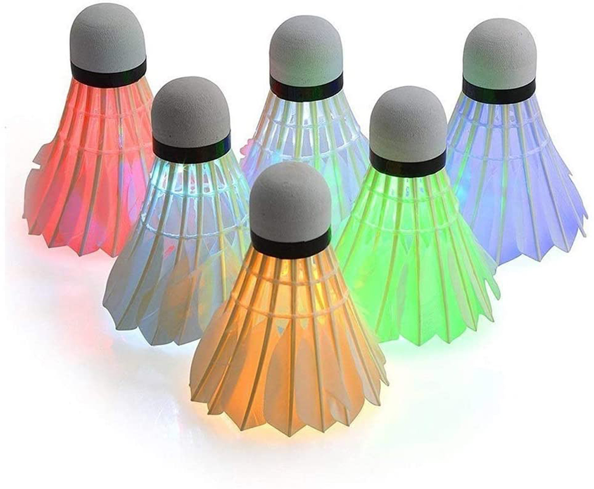 6er Set LED Federball Badmintonball leuchtend Leuchteball Spiel Bunt Kreativ DE