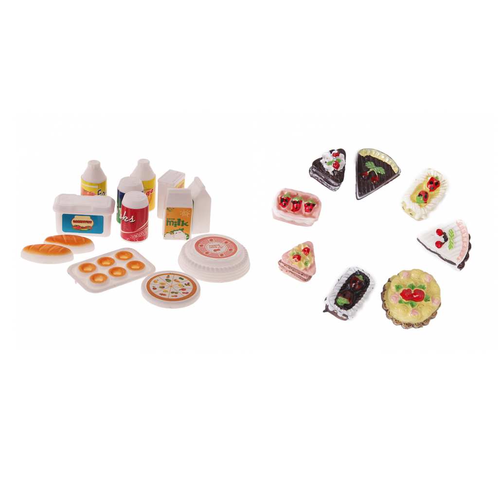 Kuchen Tablett Set 1/12 Puppenhaus Miniatur Lebensmittel Bäckerei Versorgung