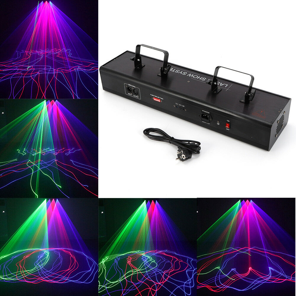 460mW Party LED Laser Bühne Licht Rot Grün Lila Gelb 4 Lens 4 beam 7CH DMX Xmas