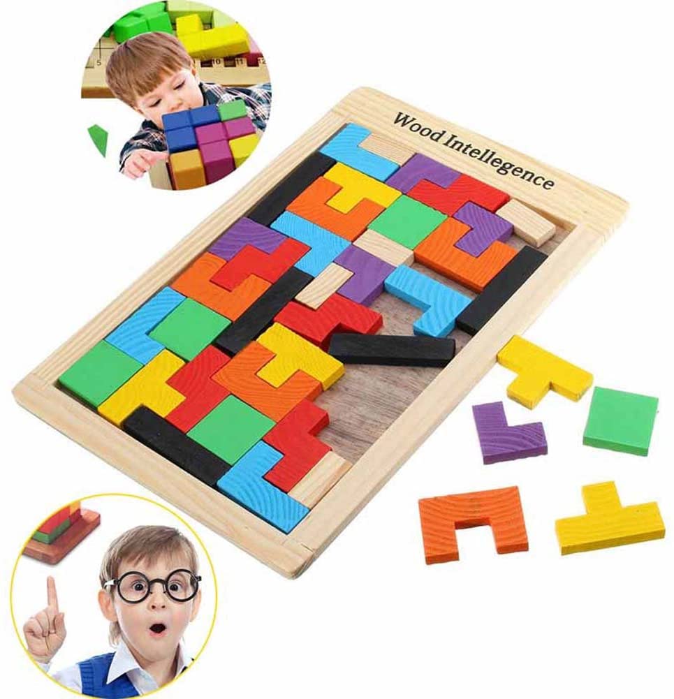 Holz Puzzle Tetris Spielzeug Geometrie Kinder Lernspiel Formenspiel für Baby DHL