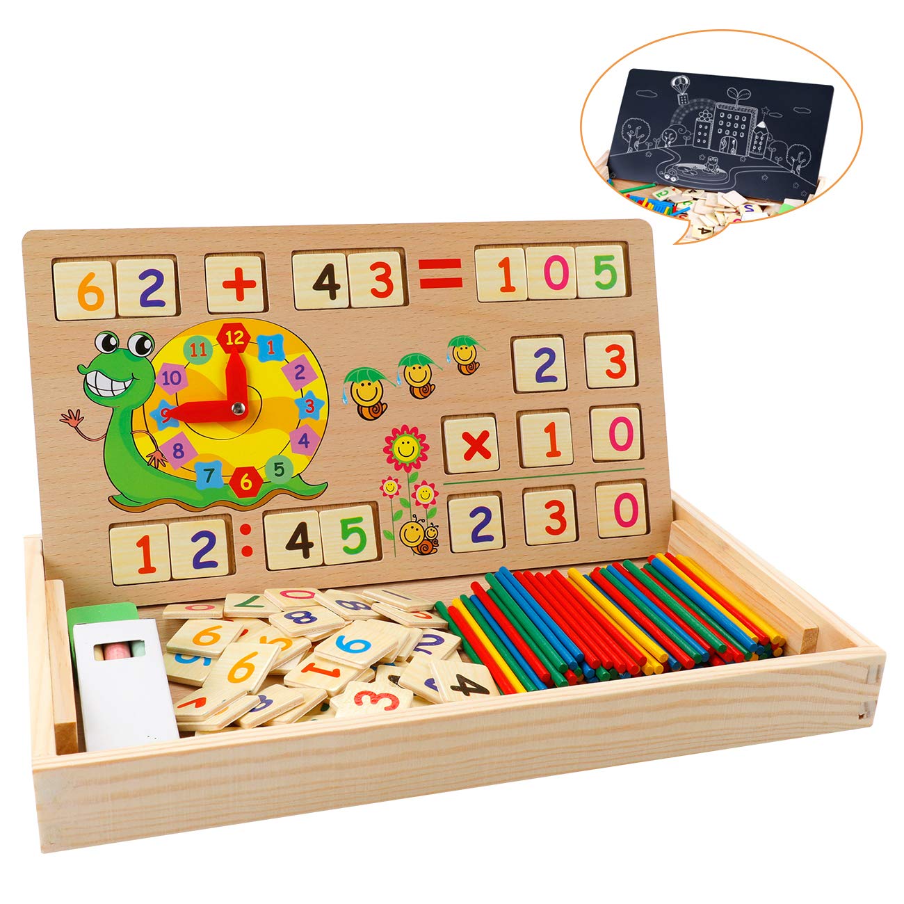 Multifunktionen Zahlen Rechnen Montessori Mathe Lernbox Holz Kind Spielzeug